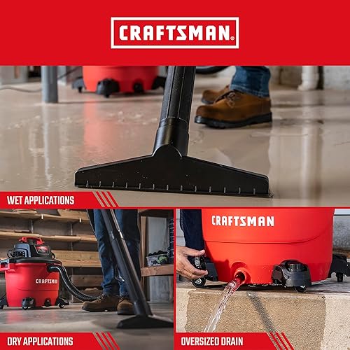 Miniatura 4 de CRAFTSMAN CMXEVBE18595 - Aspiradora húmeda y seca de 16 galones, 6.5 HP de potencia máxima, aspiradora de taller resistente húmeda y seca con
