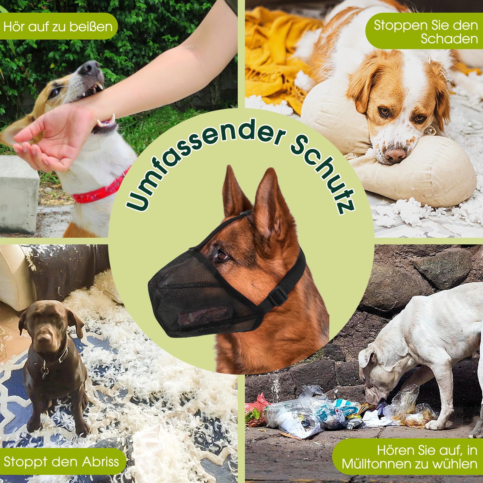 Morsa per Cani Medi, Traspirante, Regolabile con Design Mesh – Protezione da Cibo Tossico, per Passeggiate, Addestramento, Veterinario (L)