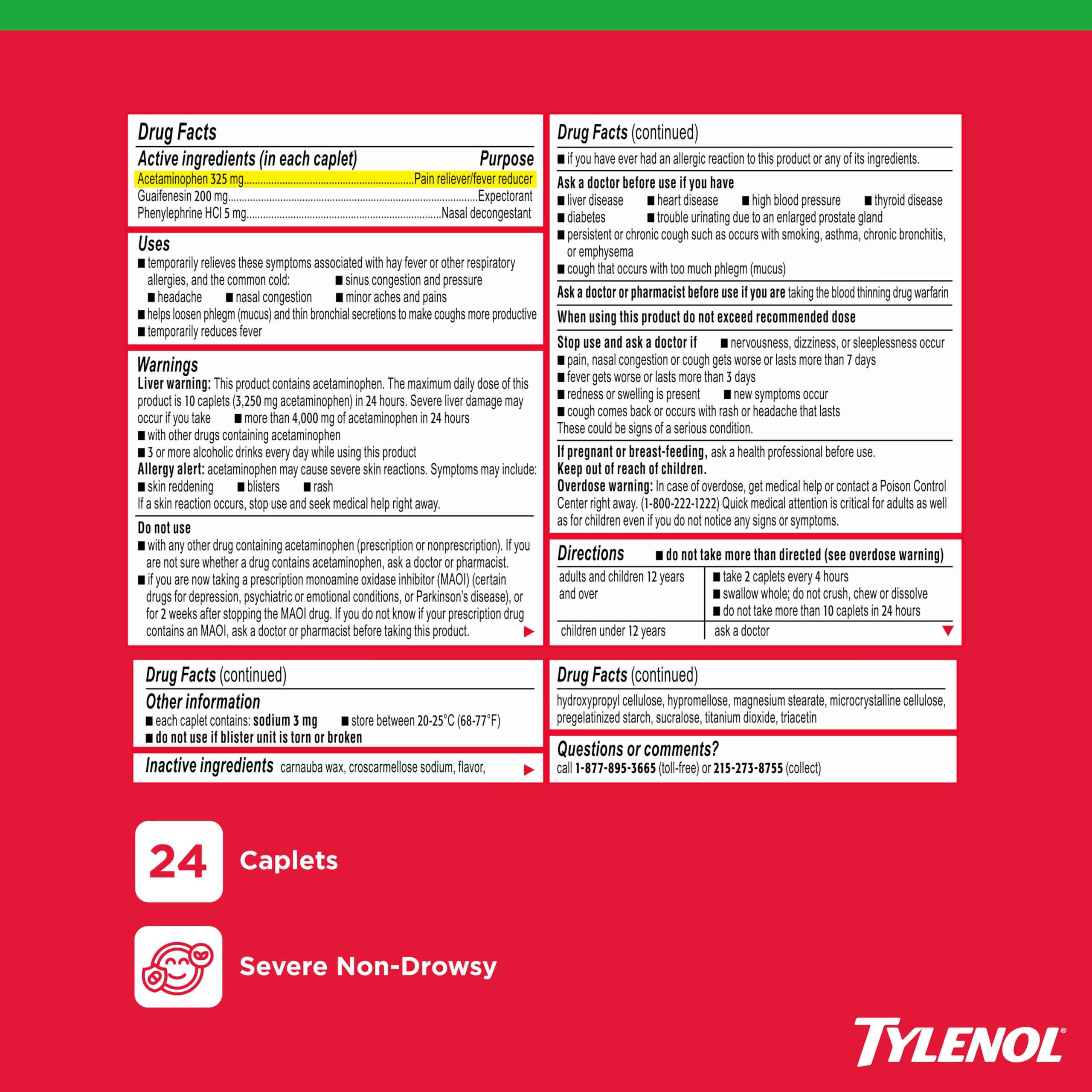 Tylenol Sinus Severe Daytime Cold & Flu Relief Caplets, 24 Ct — Amazon image 7
