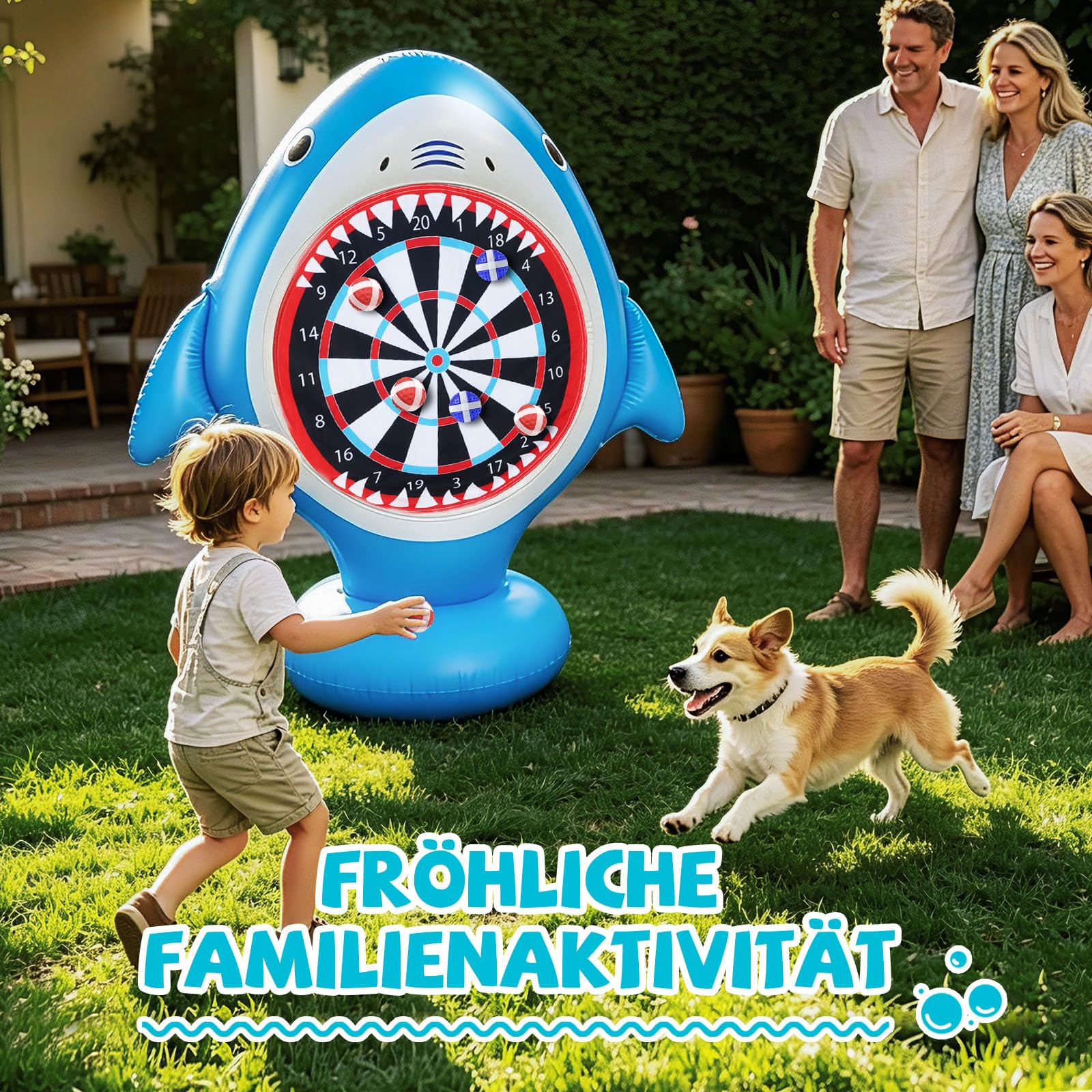 Aufblasbare Dartscheibe für Pool, Wurfspiel mit 10 Klettbällen, Wasserspielzeug für Kinder Erwachsene, Pool Spielzeug Outdoor Indoor Party Spiel Garten Strand Sommer (Ohne Beleuchtung)