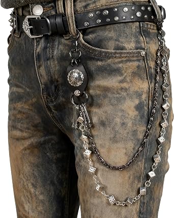 Dice Pocket Pants Chain Stylish Jean Chain for Men Women, Chic Rockstar Streetwear Goth Y2K Biker Accessories