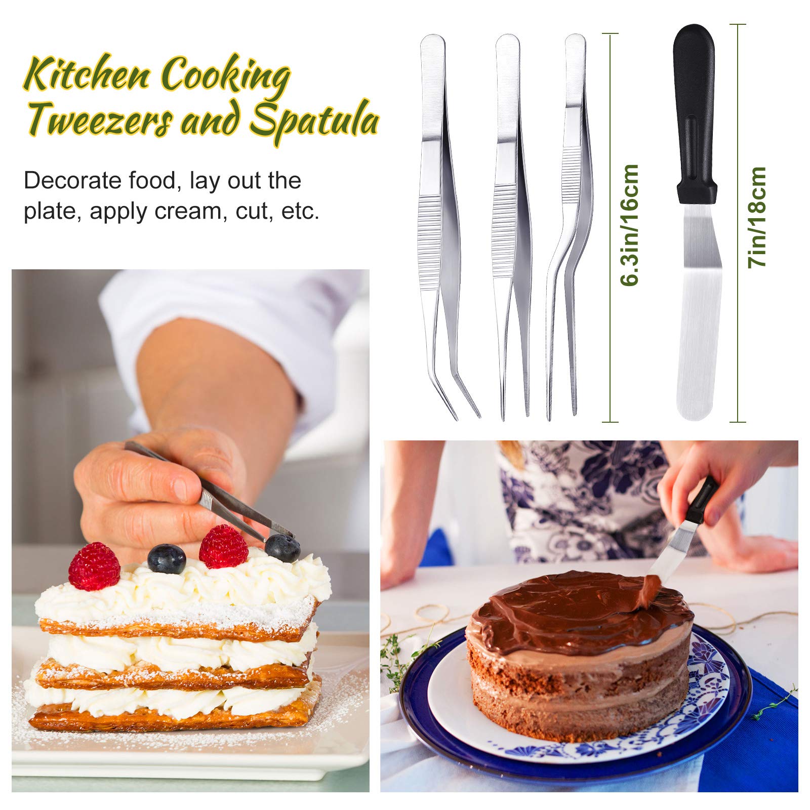 Yoande 17 Pieces Candy Dipping Tools Set Culinary Decorating Spoons Chocolate Dipping Scoop Kitchen Cooking Tweezers Tongs Icing Spatula for Decorative Plates Making Desserts