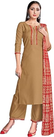 Indian Kurti for Womens With Pant & Dupatta | Rayon Foil Printed Long Kurta Partywear Kurtis For Women Tops Tunic