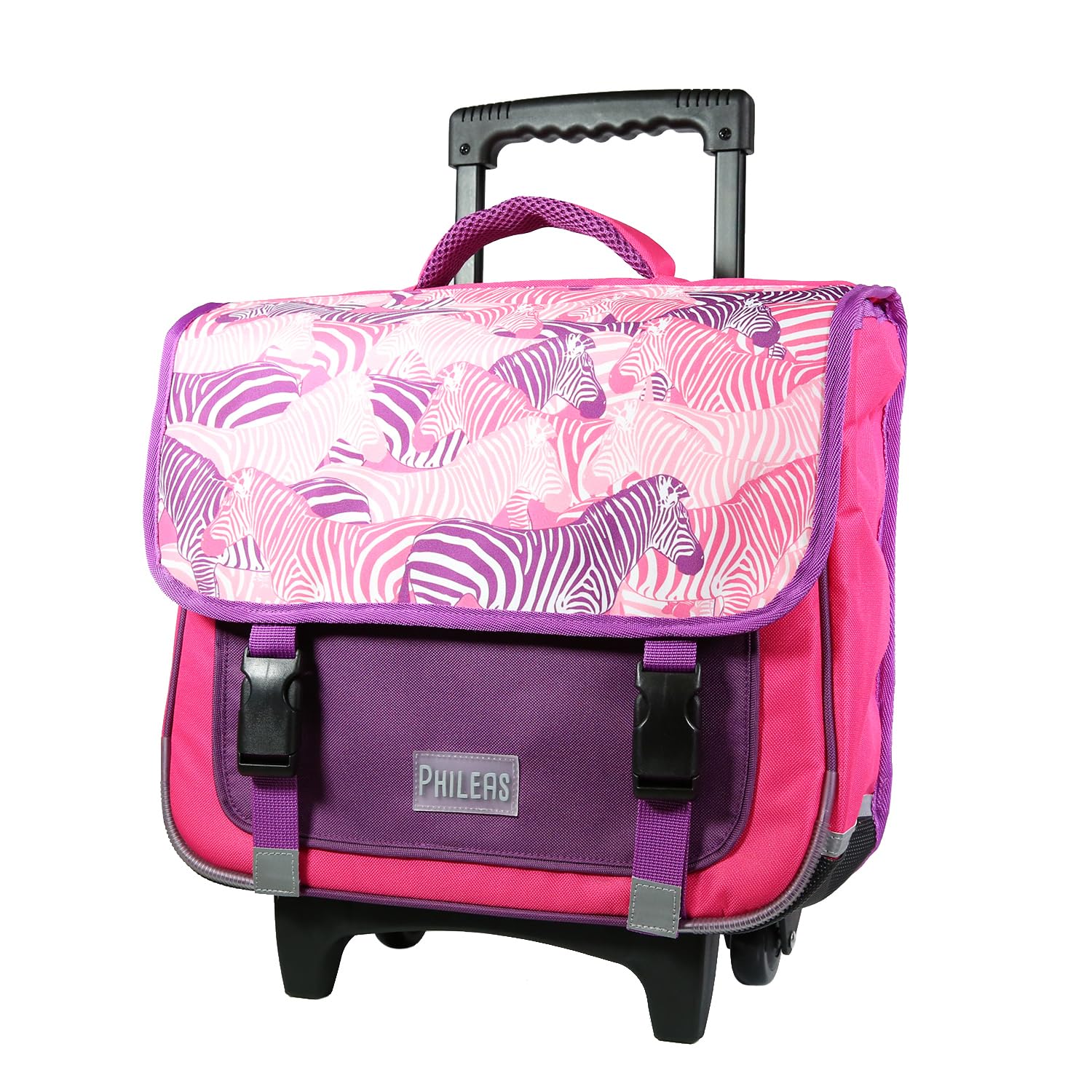 Bagtrotter Cartable à roulettes 38 cm Phileas Rose Zèbre