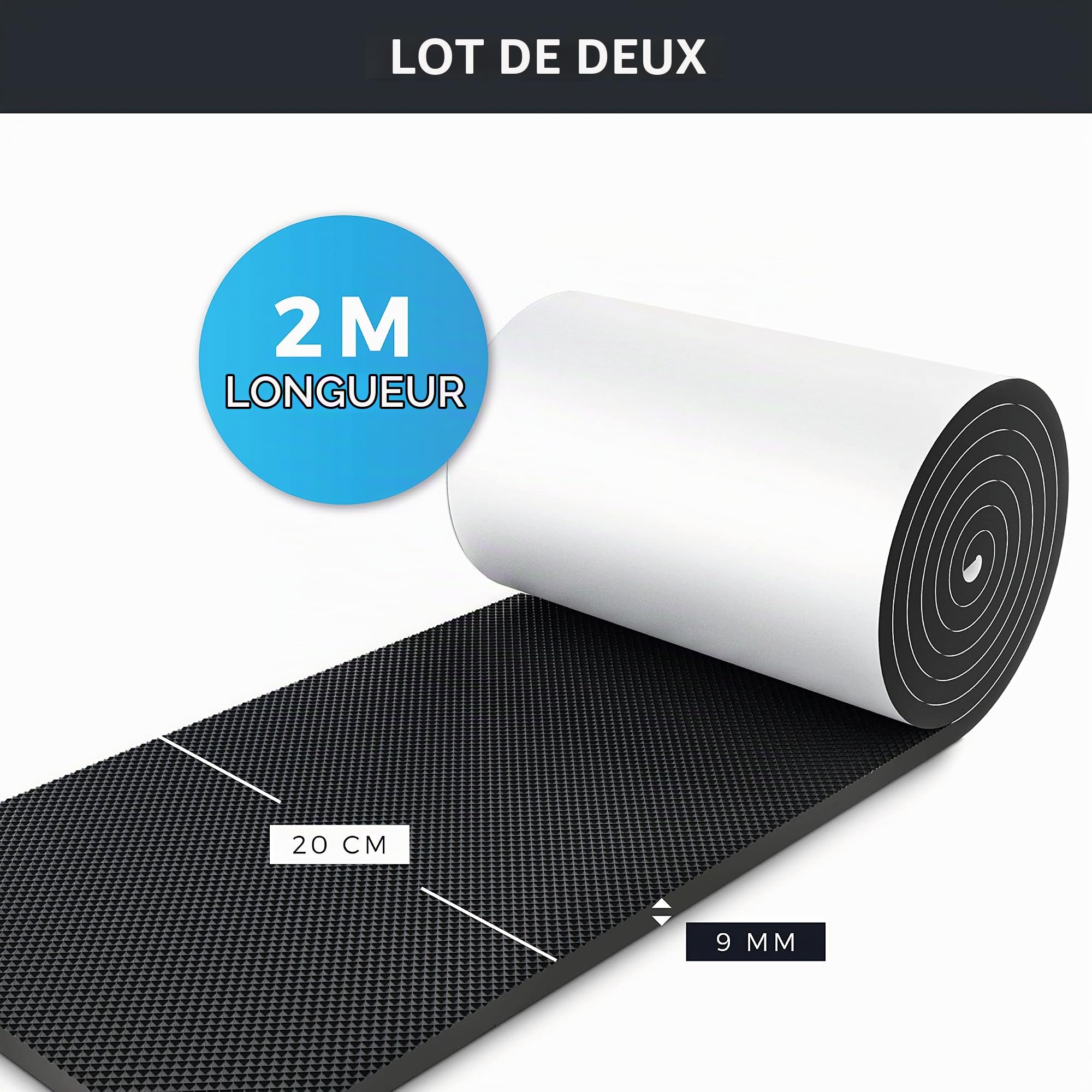 STRACKS® 2X Protection Murale de Garage 2m x 20cm chacune - 9mm Protection de Porte Extra épaisse - pour Votre Mur de Garage - Protection autocollante des Bords de Porte - Lot de 2 Rouleaux