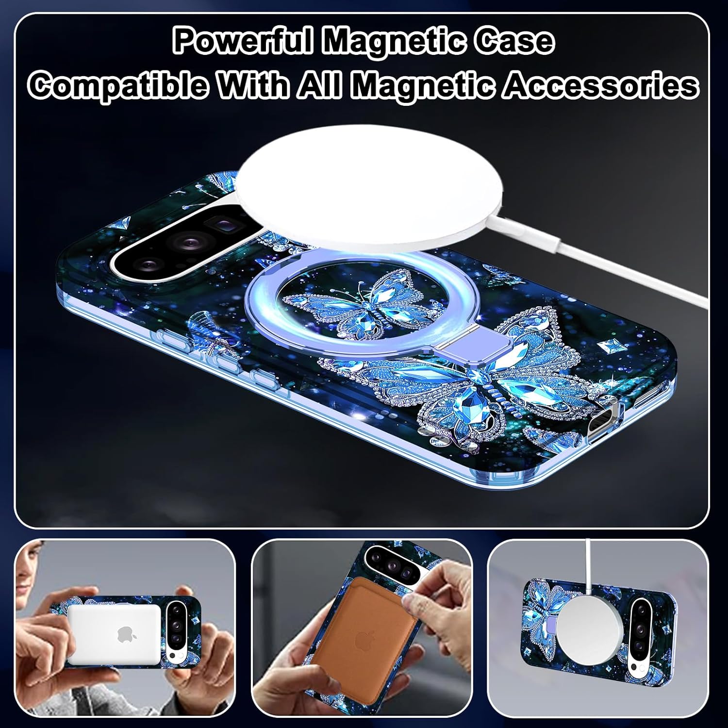 for Google Pixel 10 Case & Pixel 10 Pro Case (2025),[Compatible with MagSafe][Glow in The Dark ] Magnetic Slim Shockproof Protective Women Girl for Google Pixel 10/10 Pro 6.3 inch,Blue