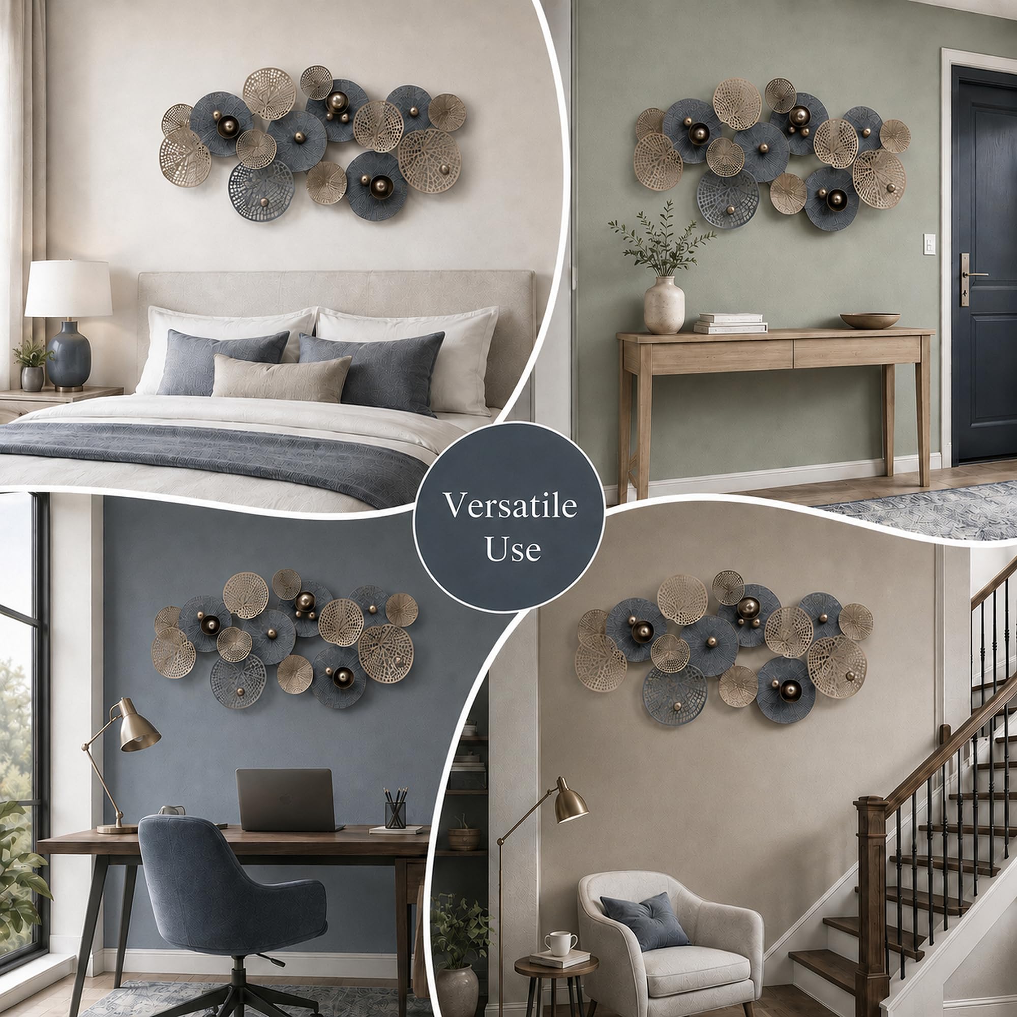 Decorazioni da Parete Trame Circolari 3D,Blu Scuro,130x67cm