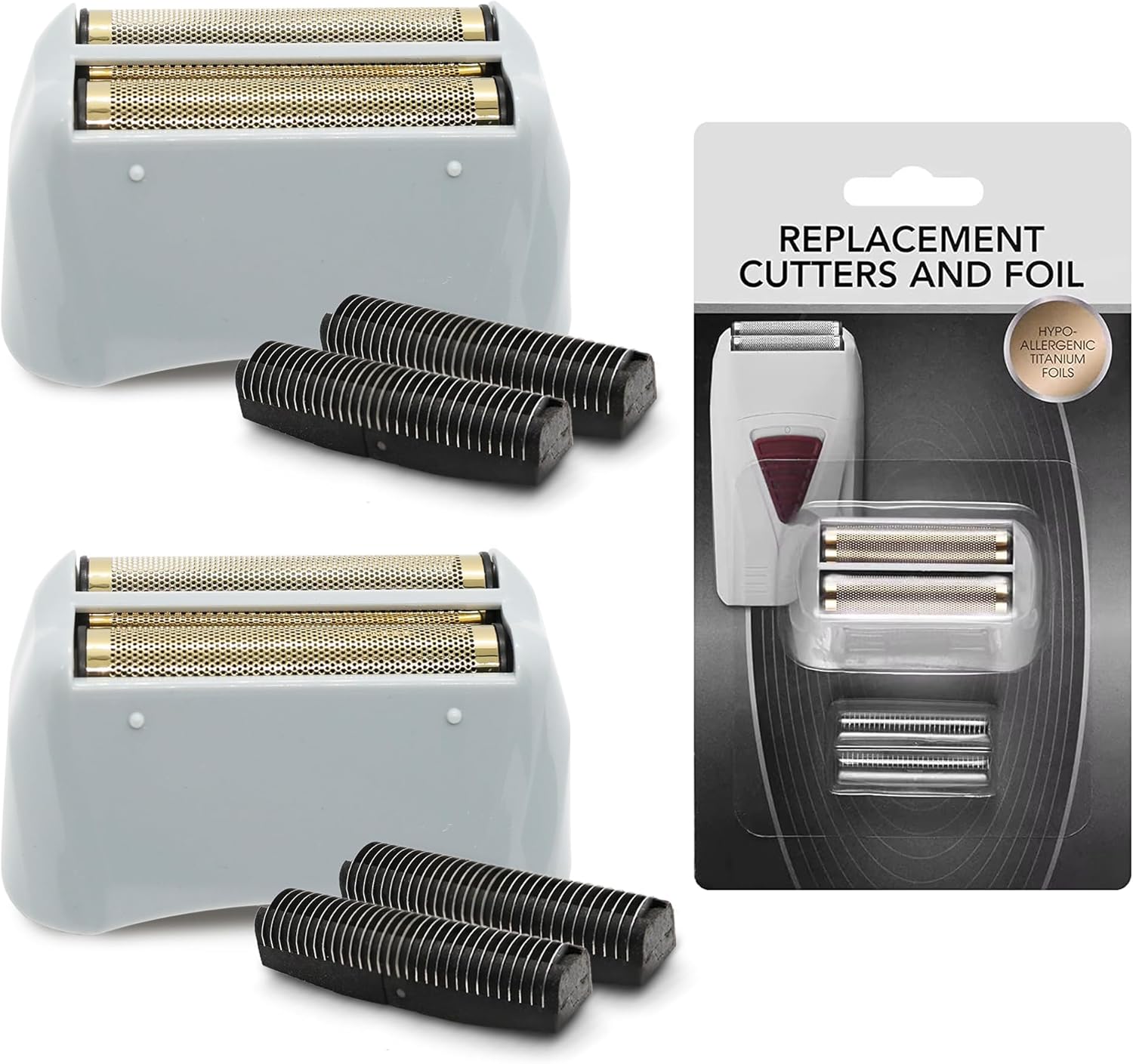 2 Pack Pro Shaver Replacement Foil and Cutters Compatible with Andis Foil TS-1 TS-2, ProFoil Lithium Foil Shaver, Replacement Blades and Foil