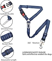Vista 4 de YAOHDAO - Arnés de cinturón de seguridad para perro, sujeción ajustable con reposacabezas elástico para vehículo, cinturón de seguridad giratorio
