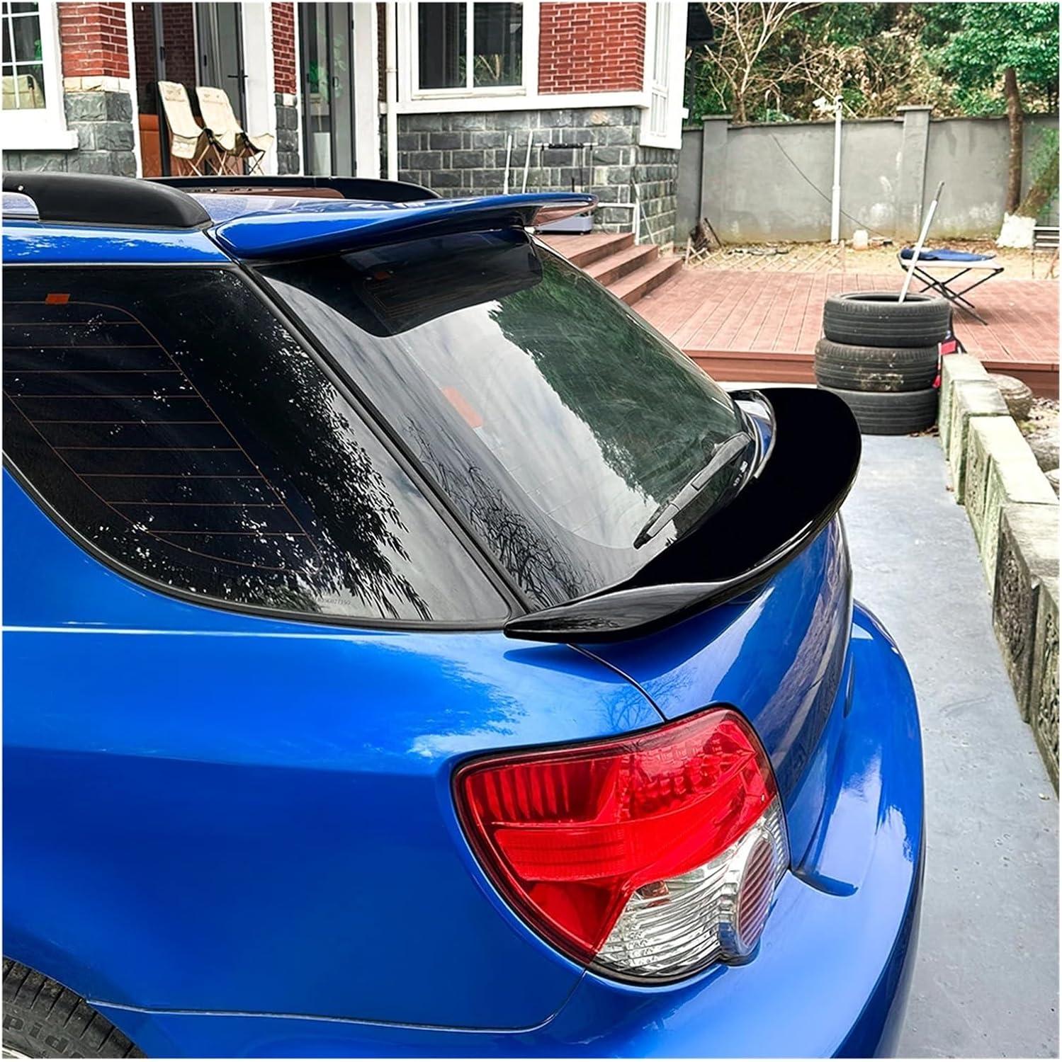 Compatible for Subaru Impreza WRX 2001-2007 Touring Edition Rear Middle Tail Wing Spoiler Glossy Black Modification Car Body Kit(Carbon Black)