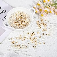 Vista 5 de Cuentas de latón chapadas en oro, cuentas de perlas para manualidades, perlas redondas blancas, cuentas espaciadoras sueltas, cuentas de metal