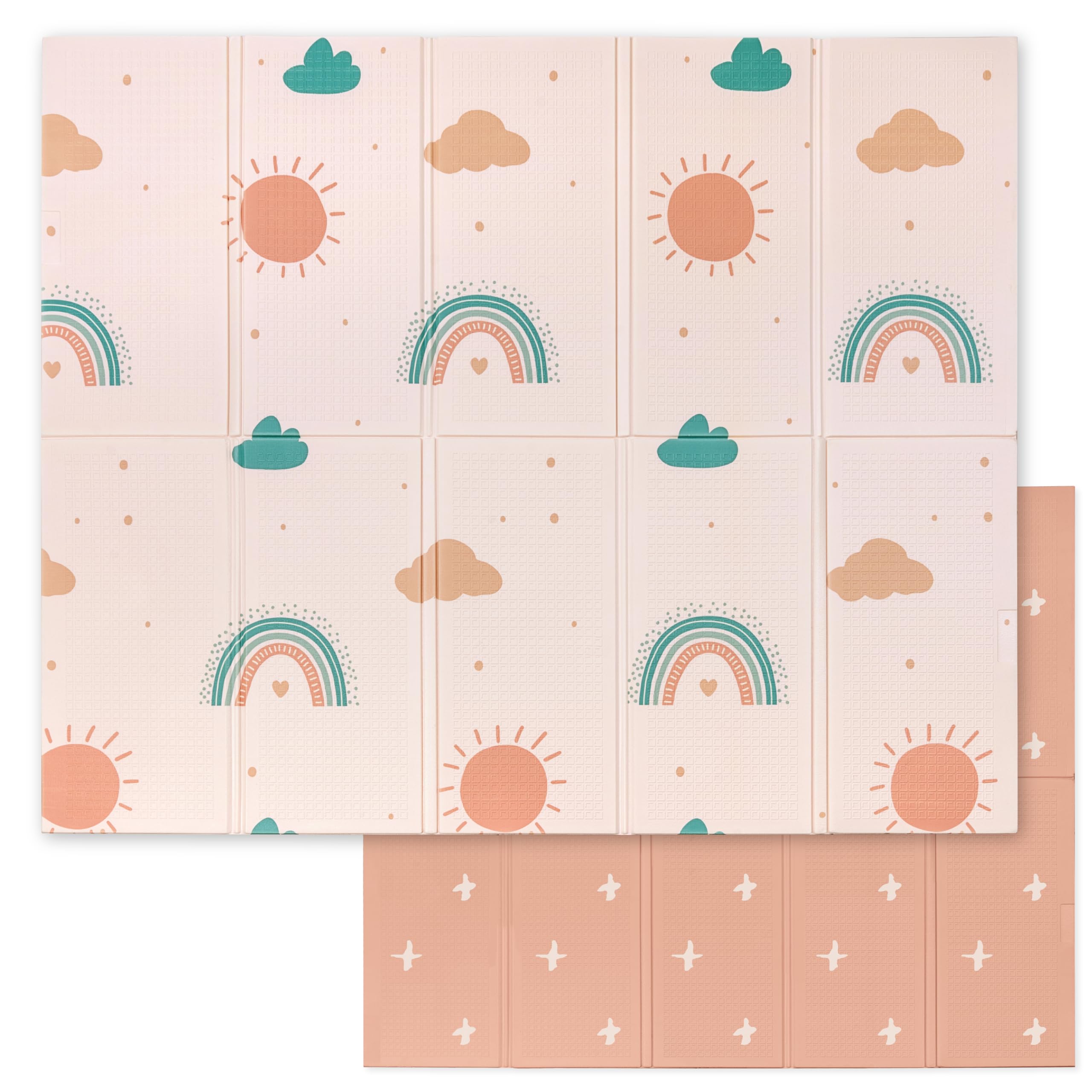 Alfombra Bebe Acolchada Plegable - Alfombra Bebe Sweety Fox 150x180x1cm - Alfombra Infantil Reversible, Plegable e Impermeable - Colchoneta Bebe Suelo para Jugar - Tapete Bebe - Arco iris