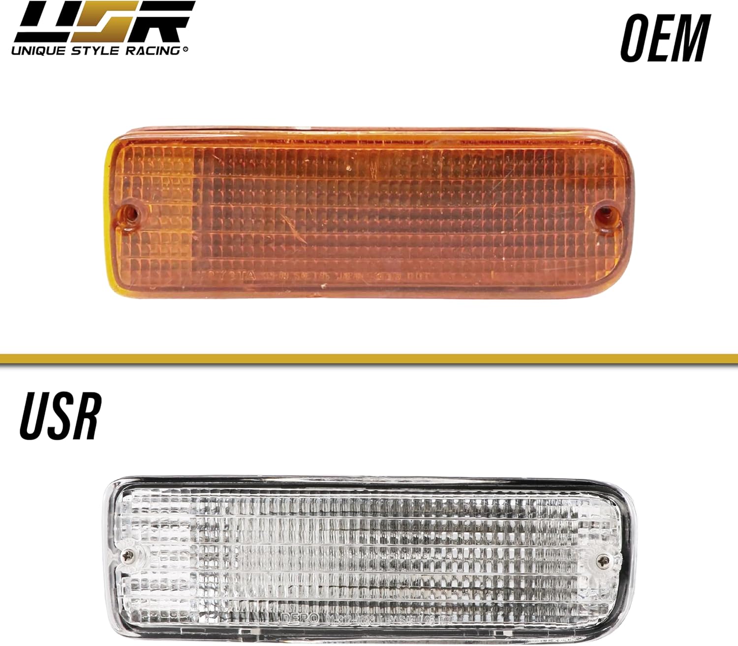 USR 96-98 3rd Gen 4Runner Bumper Lights - Front Bumper Turn Signal Lamps (Left + Right) Compatible with 1996-1998 Toyota 4 Runner All Models including SR5 (All Clear Lens, Amber Bulbs Included)