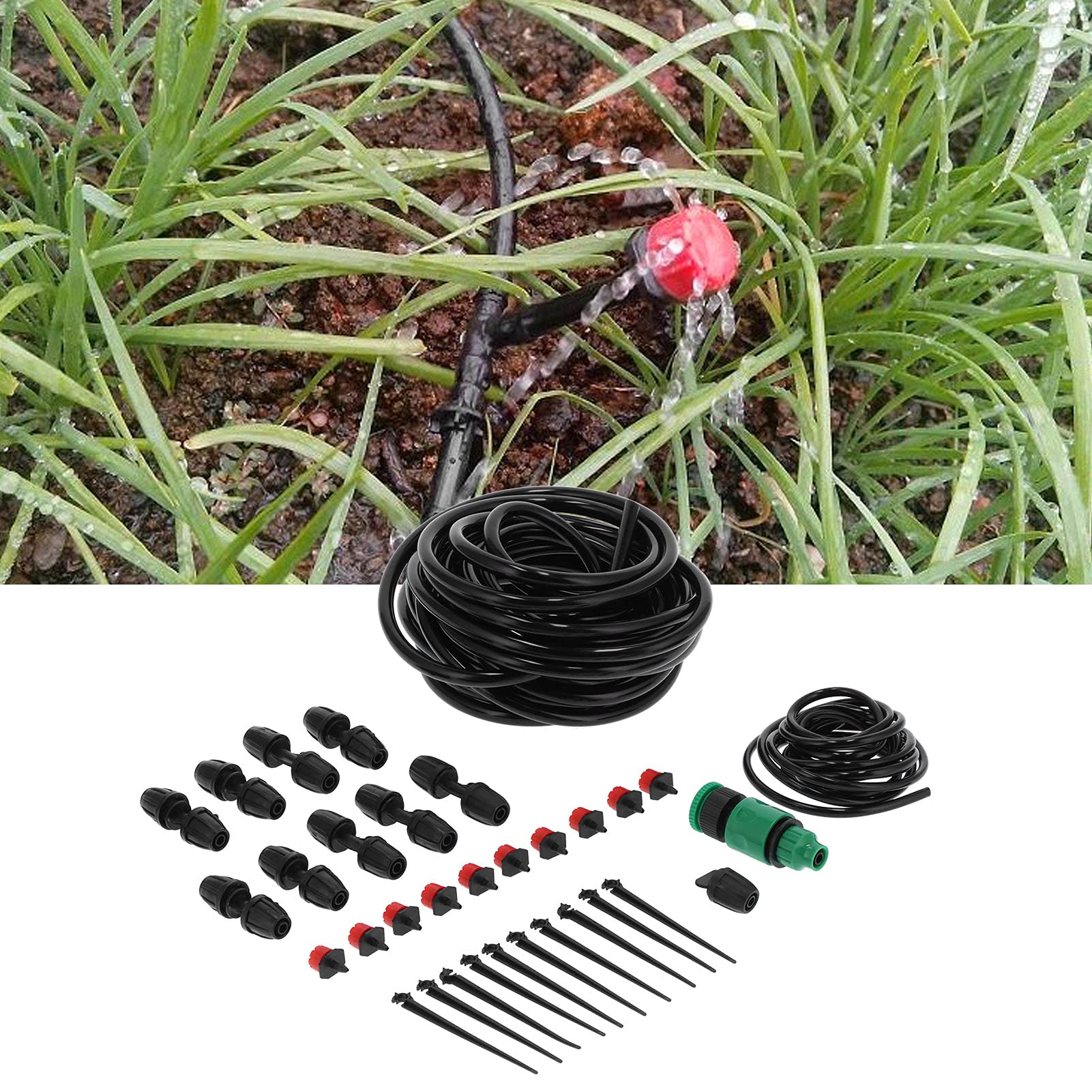 Tropfbewässerung Set, 10 m Schlauch mit Verstellbaren Tropfern, Automatische Pflanzenbewässerung für Topfpflanzen, Garten Bewässerungssystem für Balkon, Gewächshaus