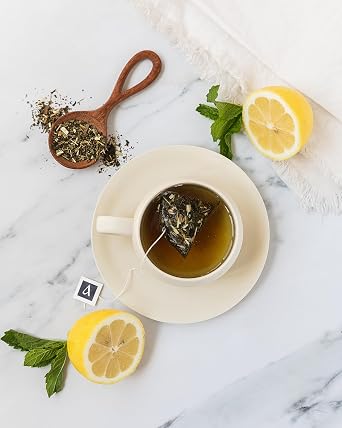 Arbata Lemon Mint Tea, 24 Pyramid Tea Bags, Artisanal Lightly Caffeinated Green Tea, Spearmint & Lemon Herbal Green Tea Gift Set (Lemon Mint)