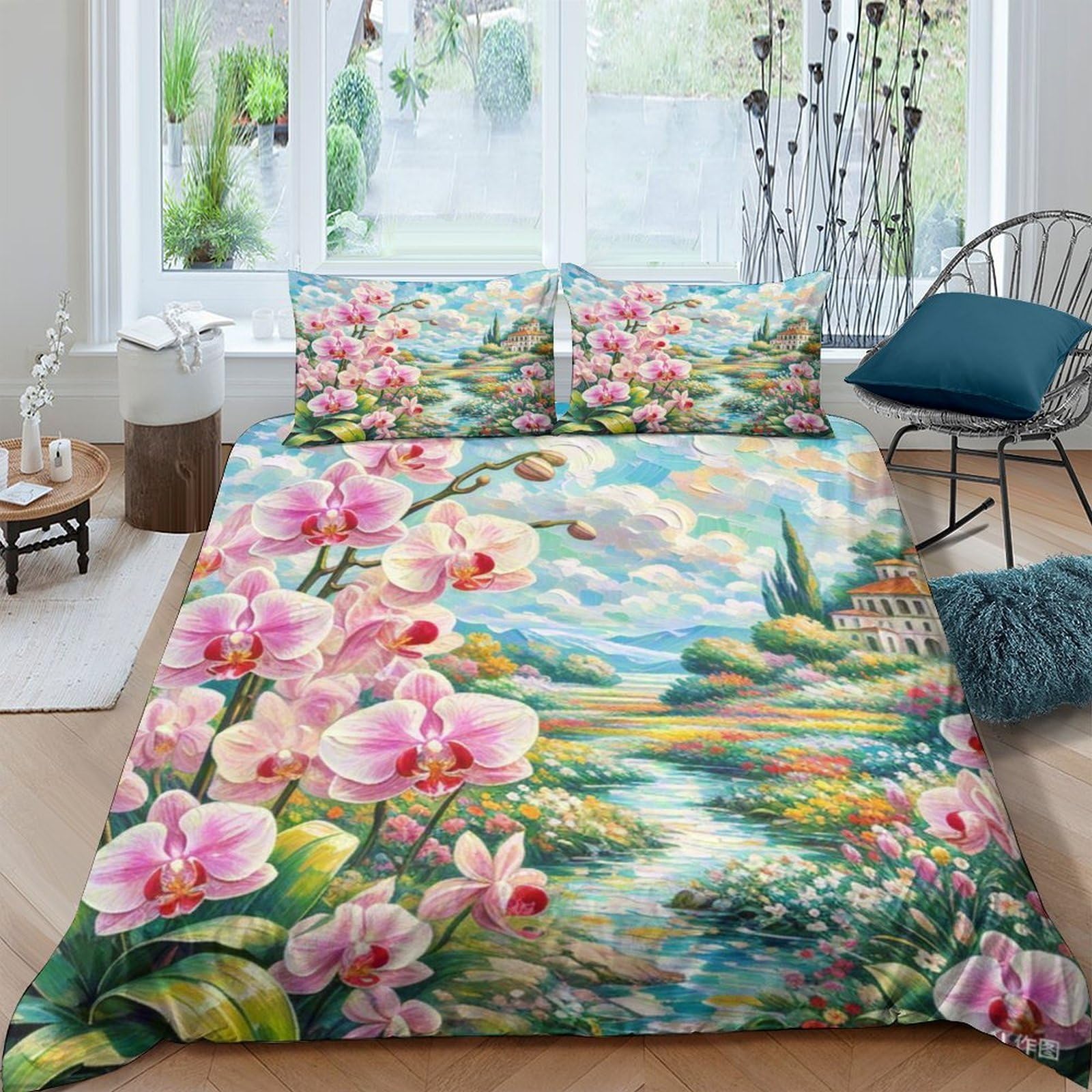 Housse de couette orchidée 3D créez un cocon de douceur moderne pour vos adolescents