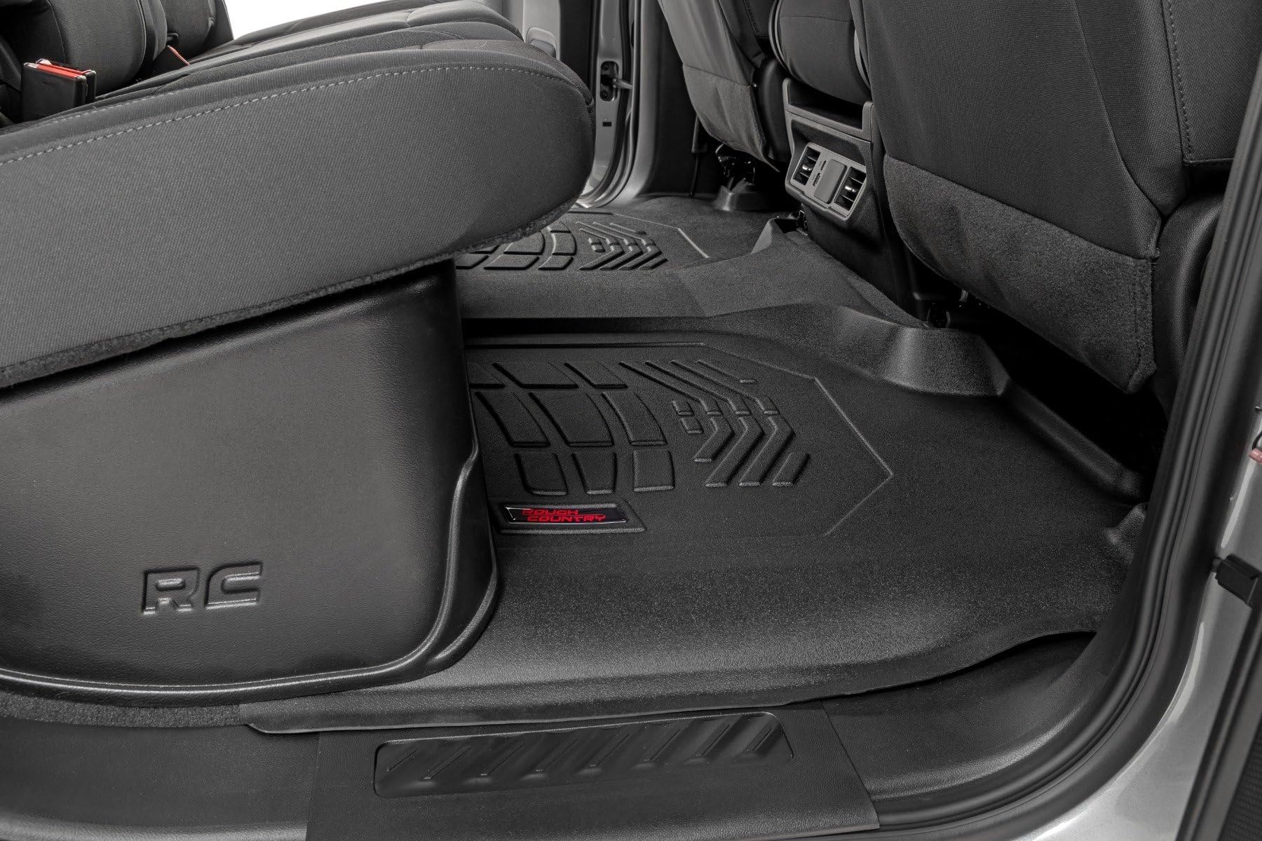 Rough Country Sure-Fit Floor Mats for Chevy Silverado GMC Sierra 1500 2500HD 3500HD 2019-2025 Bench Seat - Waterproof — view 3