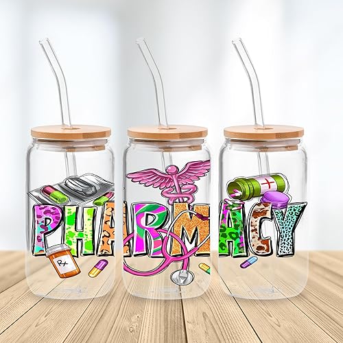 Miniatura 4 de Adhesivo de transferencia UV para enfermera, 5 hojas, impermeables, 3D, envolturas de tazas, calcomanías para tazas de vidrio de 16 onzas, frotar en