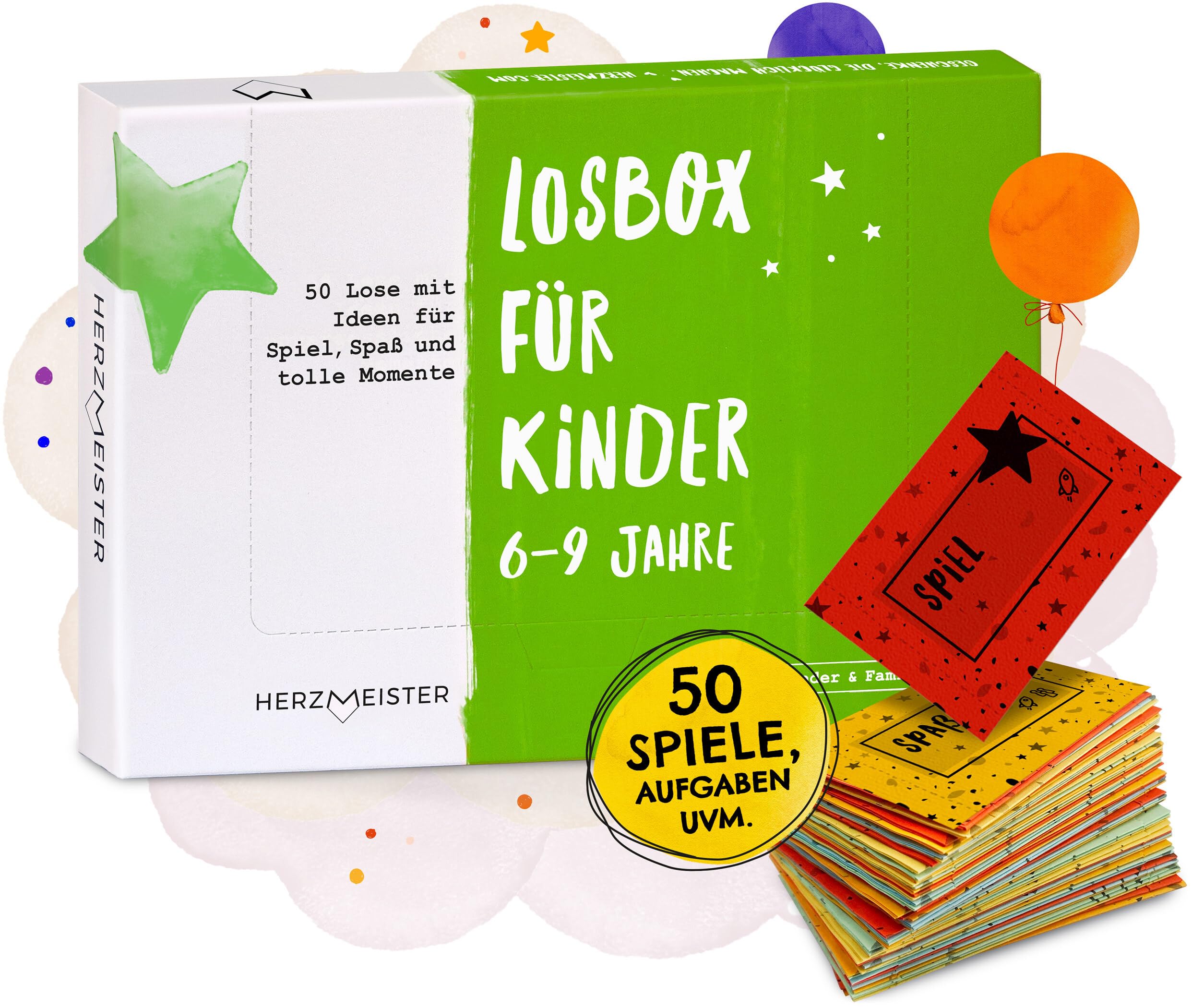 Herzmeister Geschenk für Mädchen und Jungs ab 6 Jahre - 50 kreative Spiele - Tolle Geschenkidee - Perfekt für Kinder mit 6, 7, 8 und 9 Jahren - 50 kleine Kinderspiele für viel Spaß
