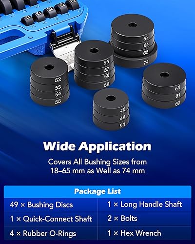 Miniatura 10 de Orion Motor Tech Juego de herramientas de controlador de bujes personalizados 52 en 1 y cojinete de eje de rueda de transmisión, removedor
