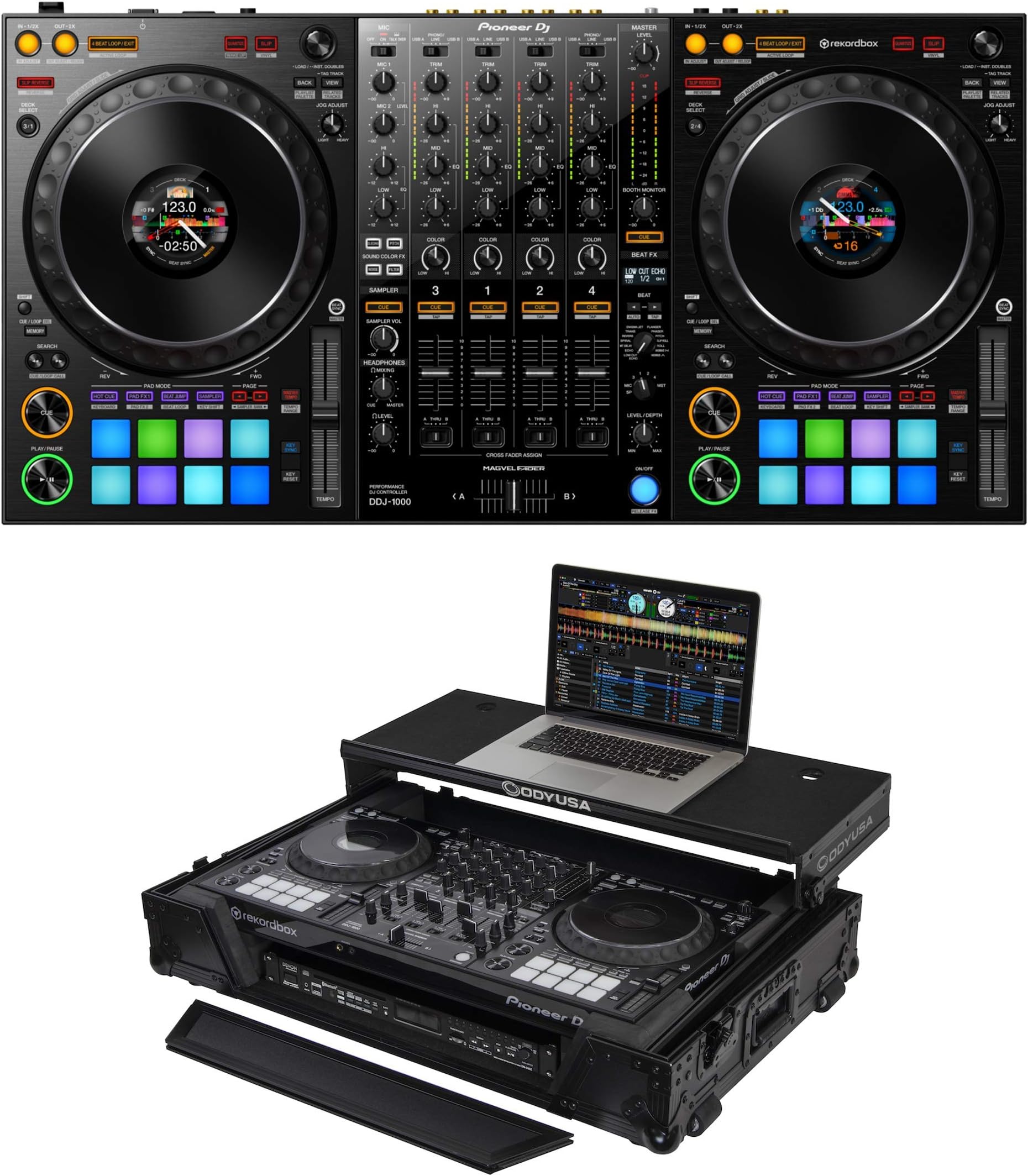 Pioneer DJ DDJ-1000 + Odyssey FZGSDDJ1000W1BL Case Bundle