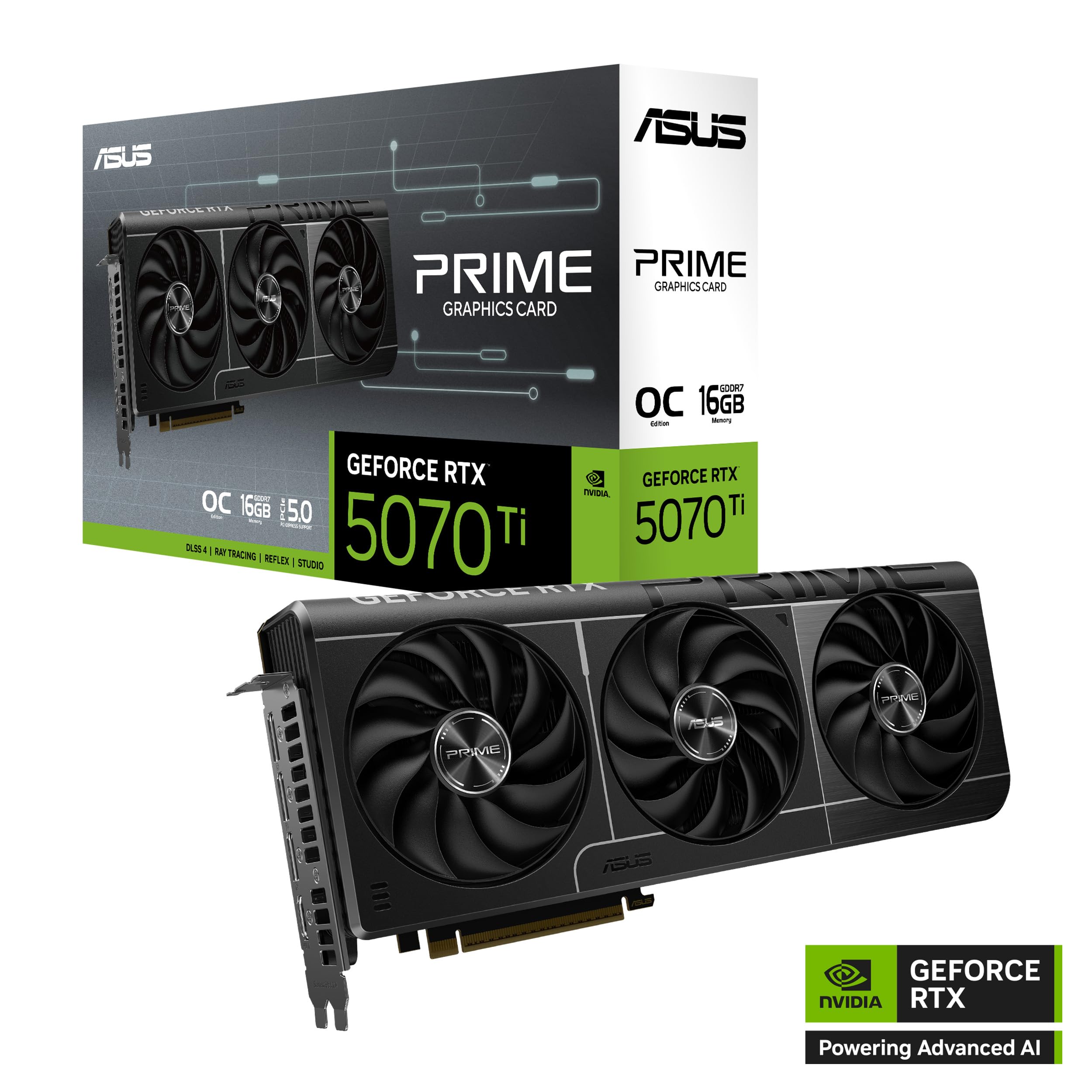 ASUS Prime GeForce RTX 5070 Ti 16GB GDDR7 OC Edition Gaming Grafikkarte (Nvidia GeForce RTX5070 Ti DLSS 4, 2,5-Slot Design, PCIe 5.0, 3X DisplayPort 2.1b, 1x HDMI 2.1b, PRIME-RTX5070TI-O16G)