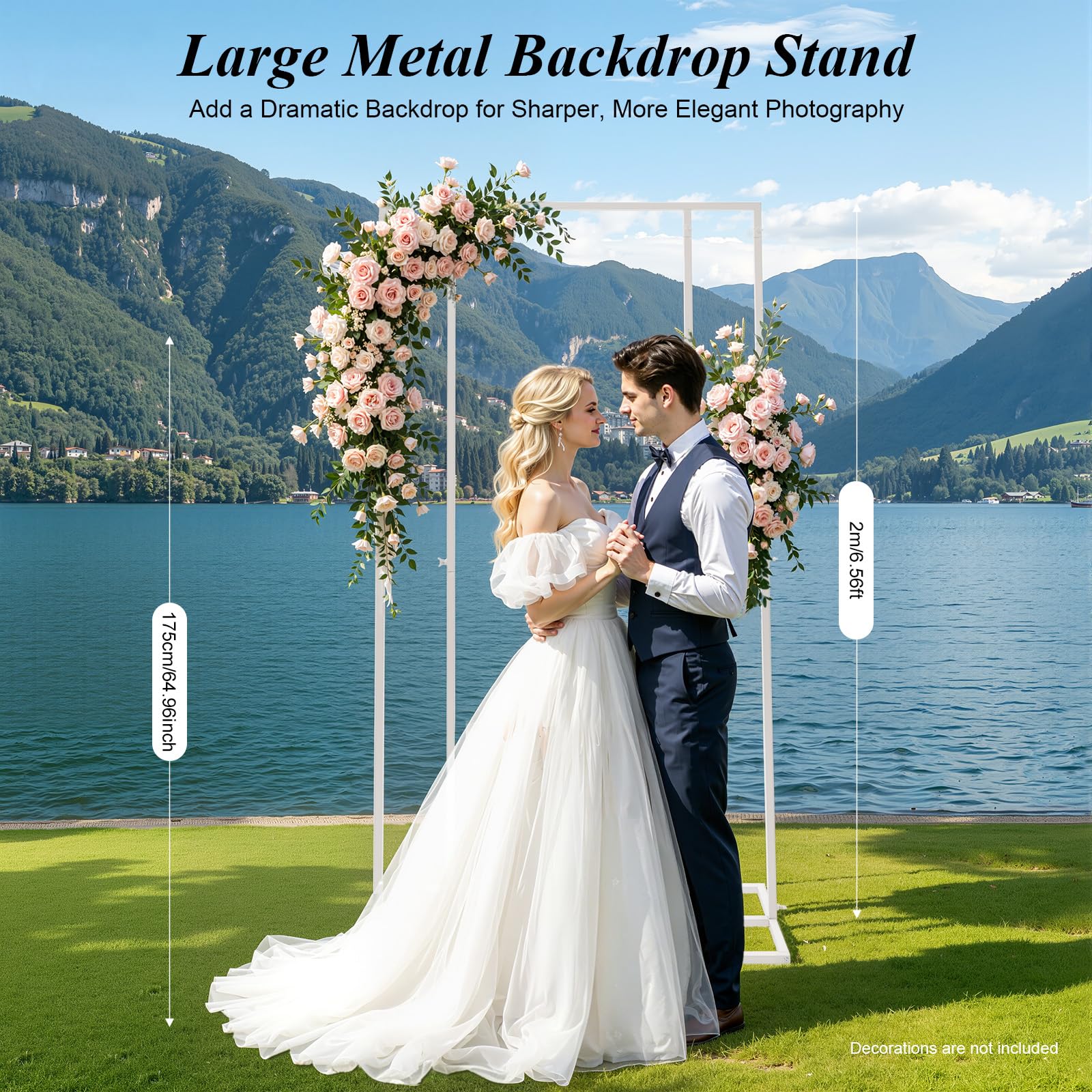 Supporto Sfondo Matrimonio Bianco, Struttura Metallo 1x2m, Fondale Feste