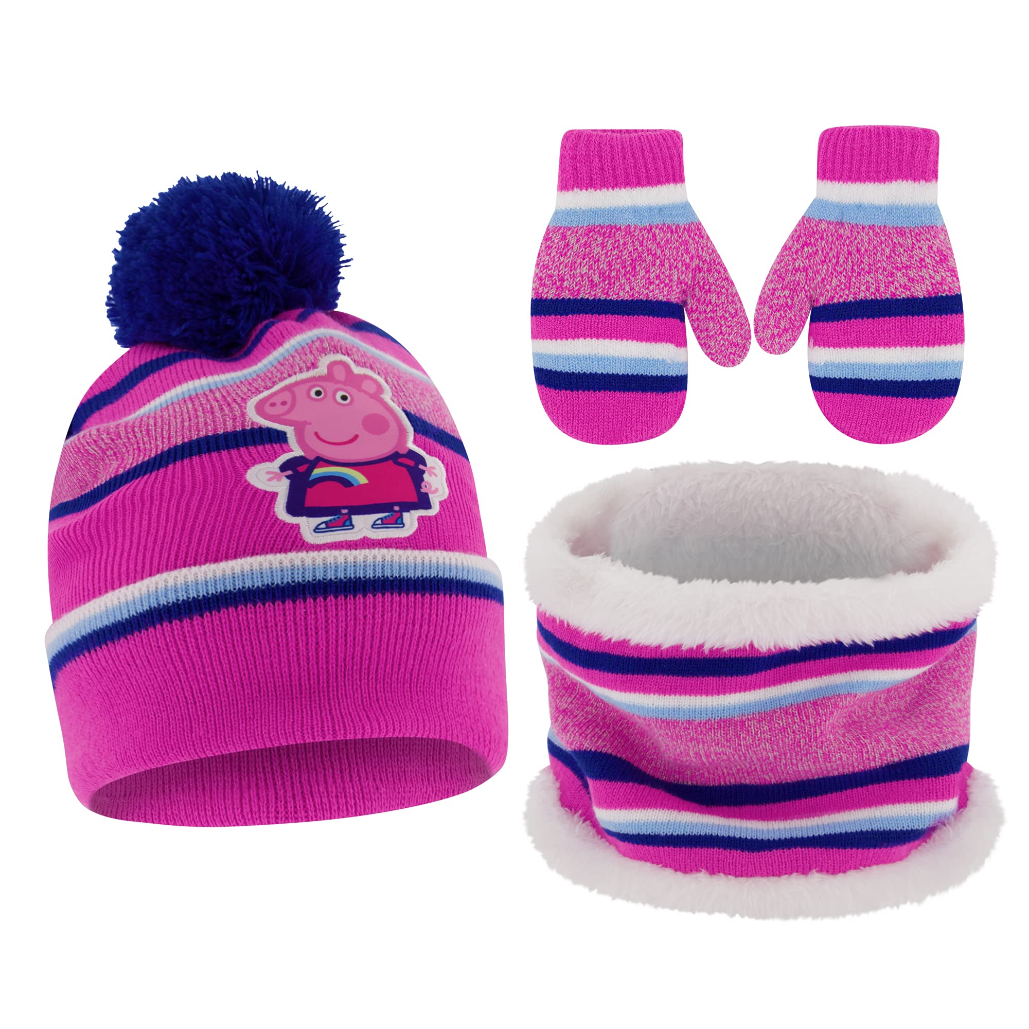 Hasbro Girls Winter Accessory Hat and Mittens Set, Peppa Pig Beanie for Toddler Ages 2-4
