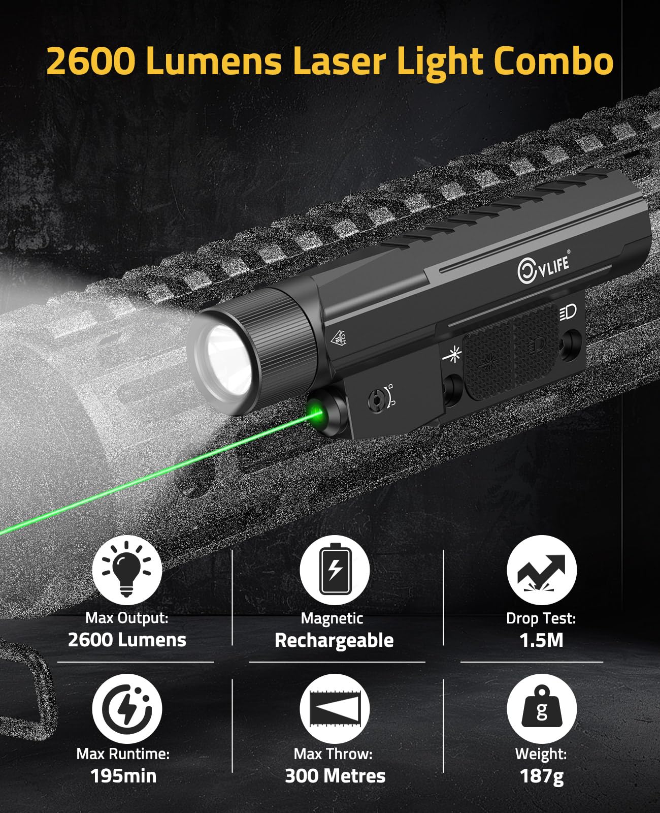 Amazon.com: CVLIFE 2600 Lumens Compact Rifle Laser Light Combo
