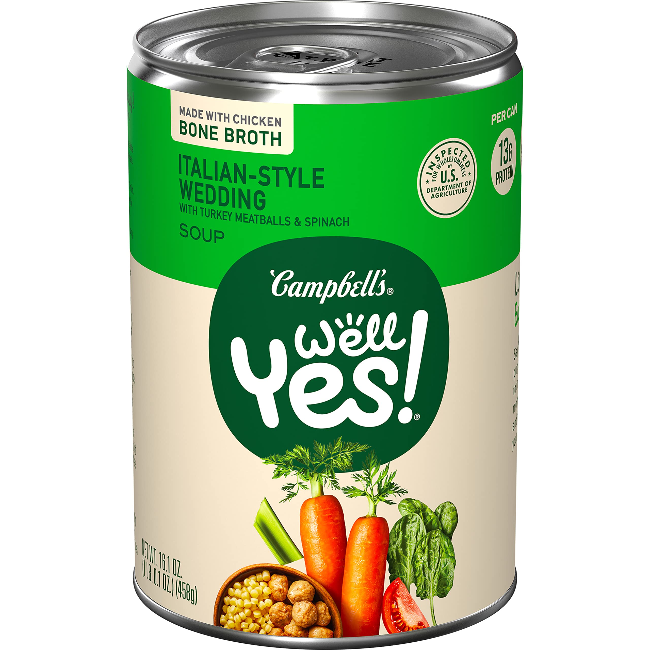 best day 28/april /2024 Campbell's Well Yes Italian Wedding Soup with Bone Broth, 16.1 Oz Can