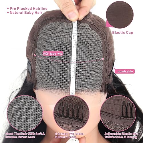Miniatura 6 de Pelucas de cabello humano con cierre de encaje HD de 5 x 5 pulgadas, para mujeres afroamericanas, cabello humano 100% virgen y brasileño, cabello