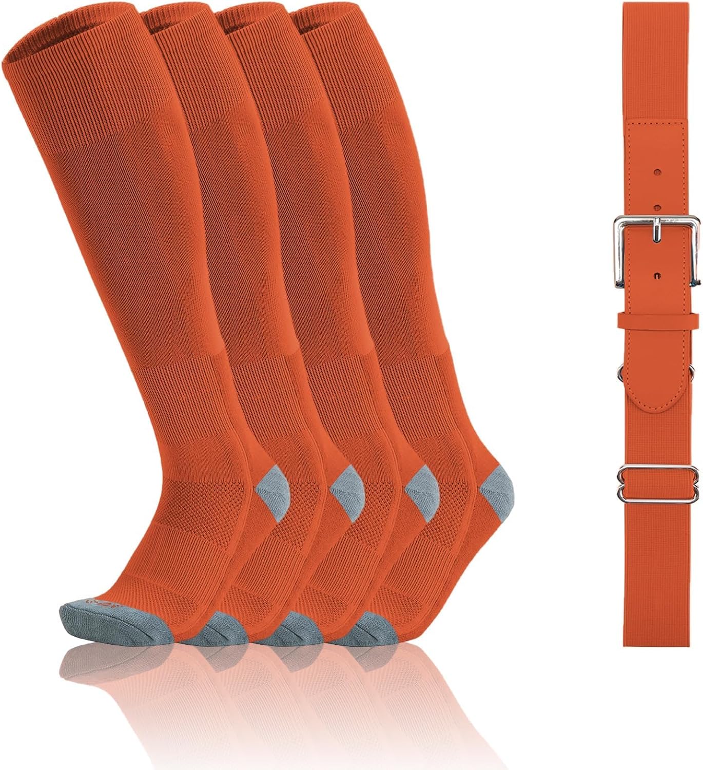QBK 2-16Y Toddler Baseball Socks And Belt Youth Softball Tee Ball Combo Set for Boy Girl (2 Pairs of Socks & 1 Belt)