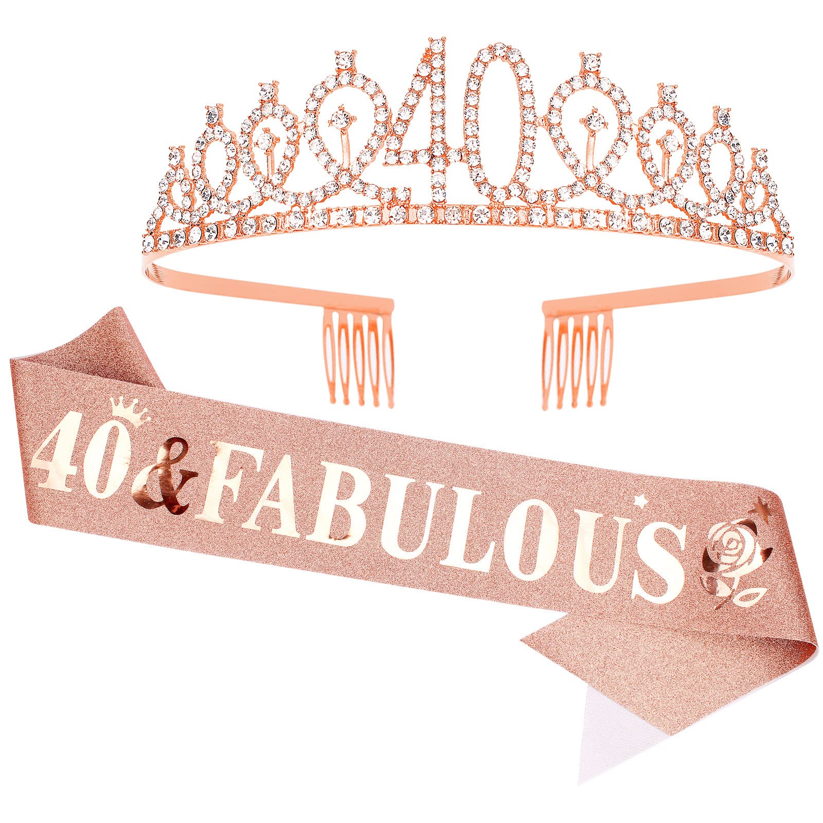 60th Birthday Sash & Tiara - Gold Crown '60 & Fabulous' -30