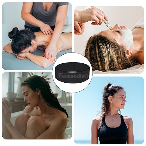Miniatura 4 de Framendino, Paquete de 300 diademas faciales desechables negras no tejidas para el cuidado de la piel con cierre cómodo para mujeres y niñas