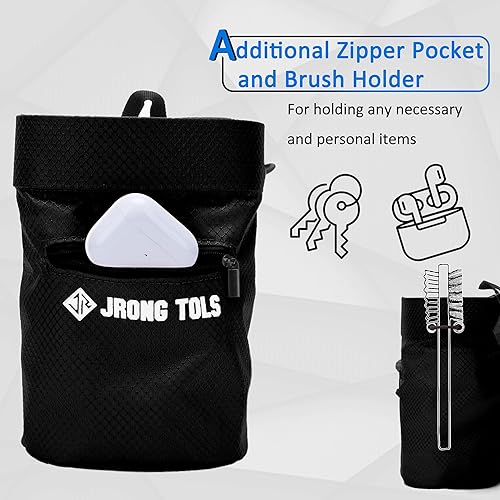 Miniatura 2 de Bolsa de tiza de escalada en roca con cierre de cordón, bolsillo con cremallera de gran capacidad para boulder, levantamiento de pesas, gimnasia