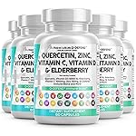 Clean Nutraceuticals Quercetin Zinc Vitamin C Vitamin D Bromelain Elderberry - Lung Immune Support Supplement Adults with Artemisinin, Sea Moss, Echinacea, Allergy Relief (60 Count (Pack of 5))