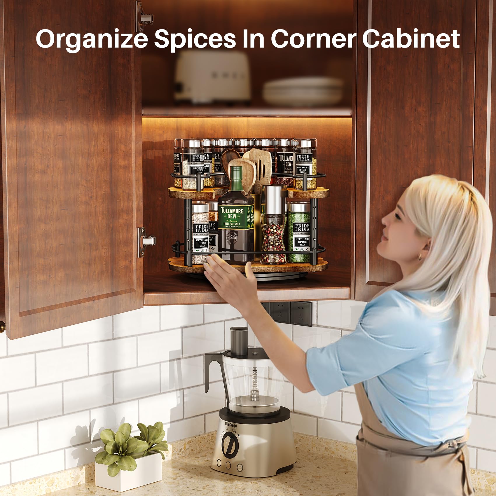 Snapklik.com : Lazy Susan Organizer Spice Rack - Spice Organization For