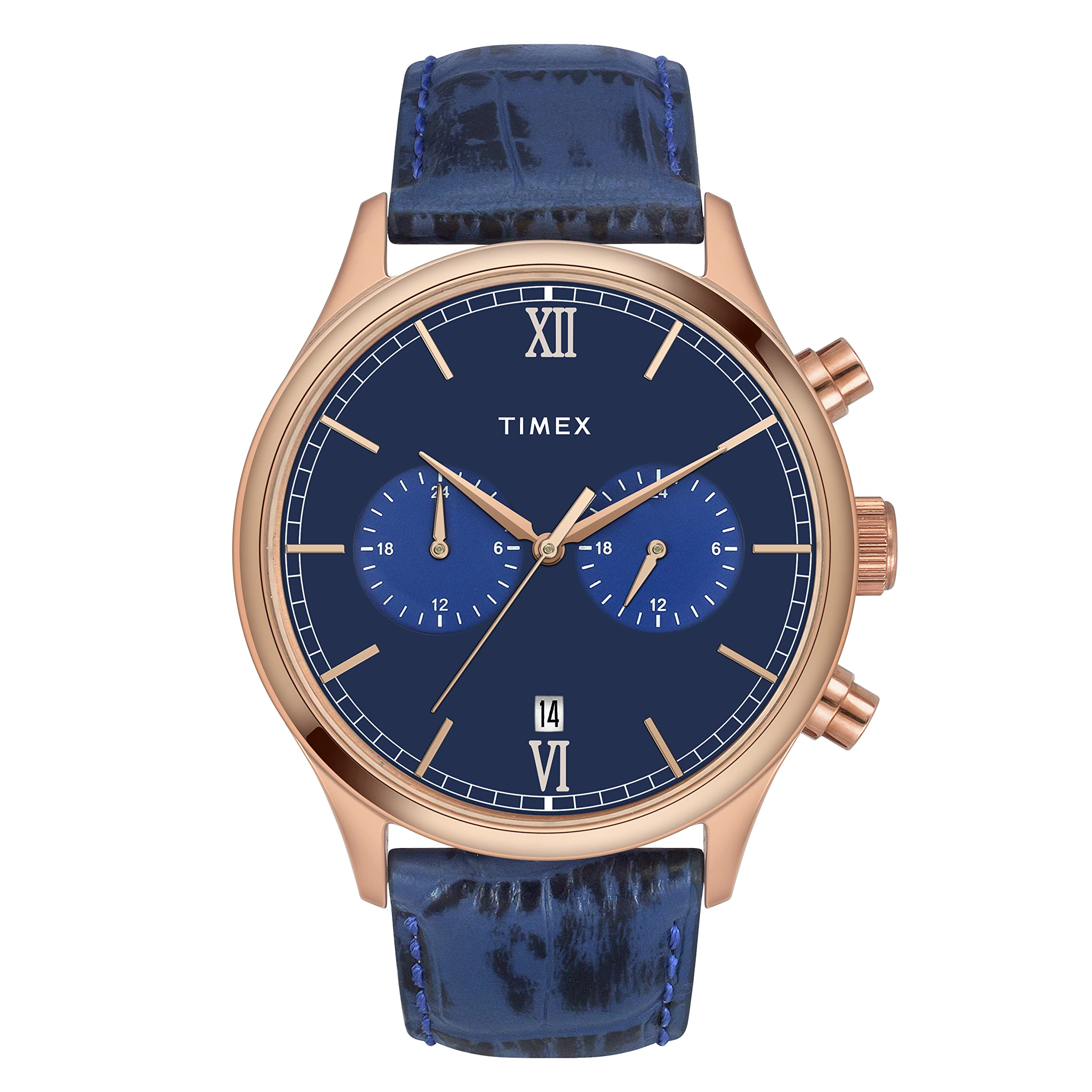 TIMEX Men Leather Analogue Blue Dial Watch - Tweg19807, Band Color-Blue (B0BQM15R2S) Amazon Price History, Amazon Price Tracker