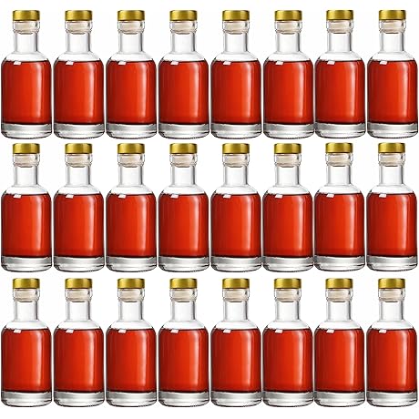[24 Pack] Clear Glass 3 oz Bottles - 100ml, Wine, Kombucha, Beer