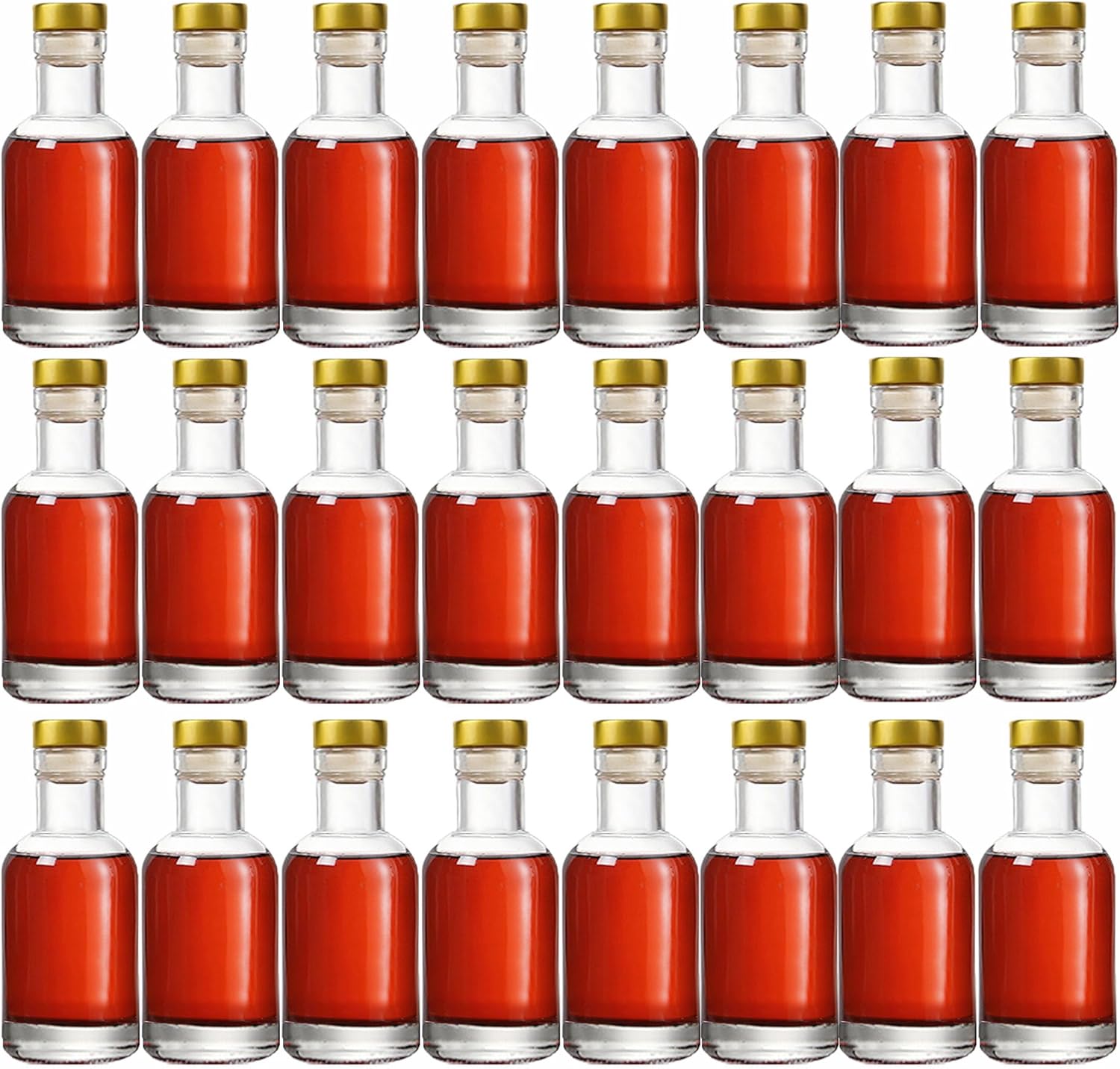 Clear Glass Bottles 3 oz - 100ml [Pack of 24] for Wine Beverages Drinks Oil Vinegar Kombucha Beer Water Soda with Cork Stopper Airtight Lid