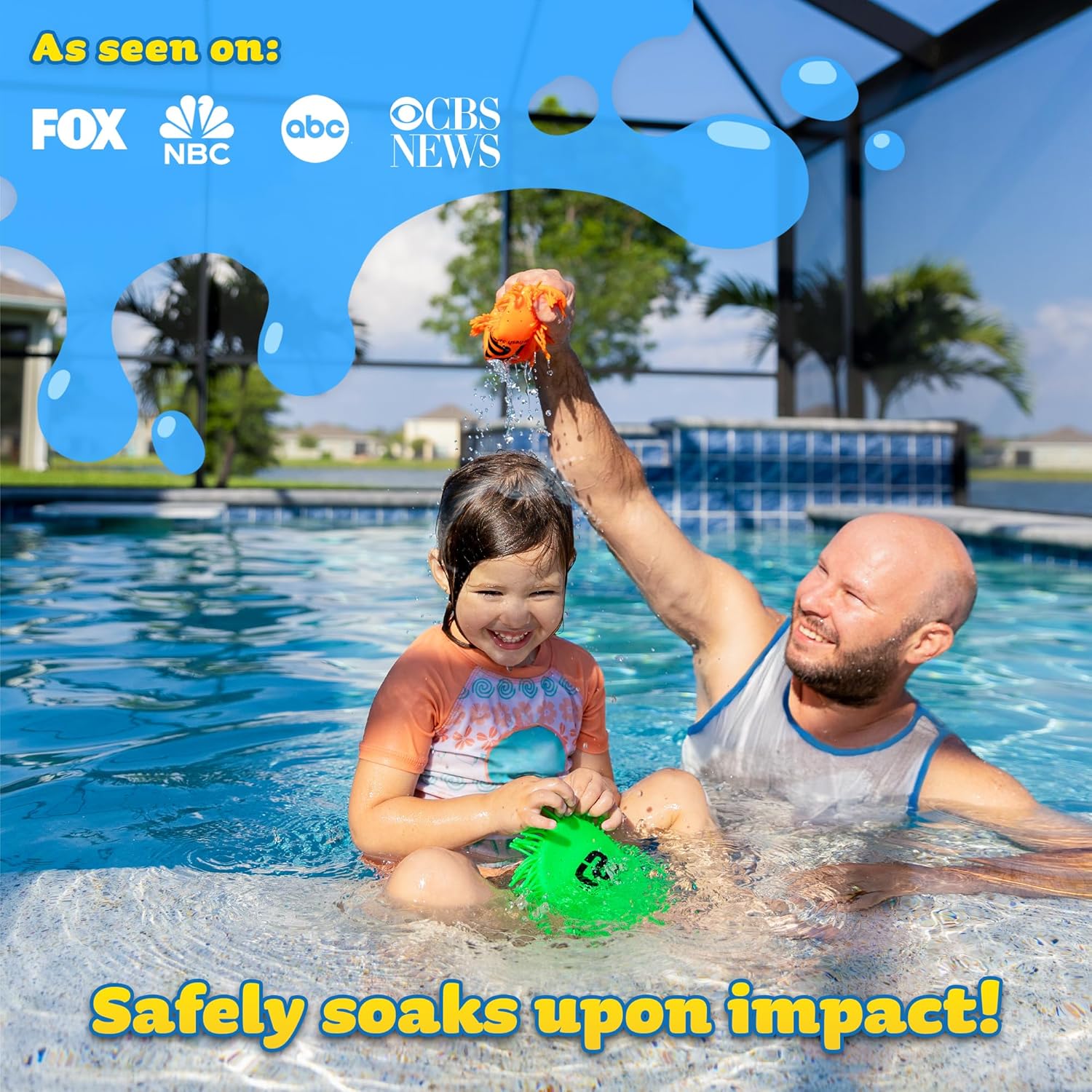 Water Flying Discs for Kids: Soft Sports Disc 2 Pack - Soaks The Target On Impact - Best Swimming Pool Toys & Beach Water Toys - Fun Toy Outdoor Games - Birthday Gifts for Boys & Girls All Ages Green & Orange image 2 of 6 B0CW7862CJ