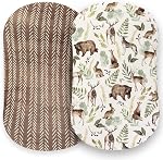 Pobibaby - 2 Pack de feuilles de bébé fille ajustées Premium pour matelas de crèche standard - Mélange de coton ultra-soft, sans danger et snoug, et feuille de berceau floral élégant (explorer)
