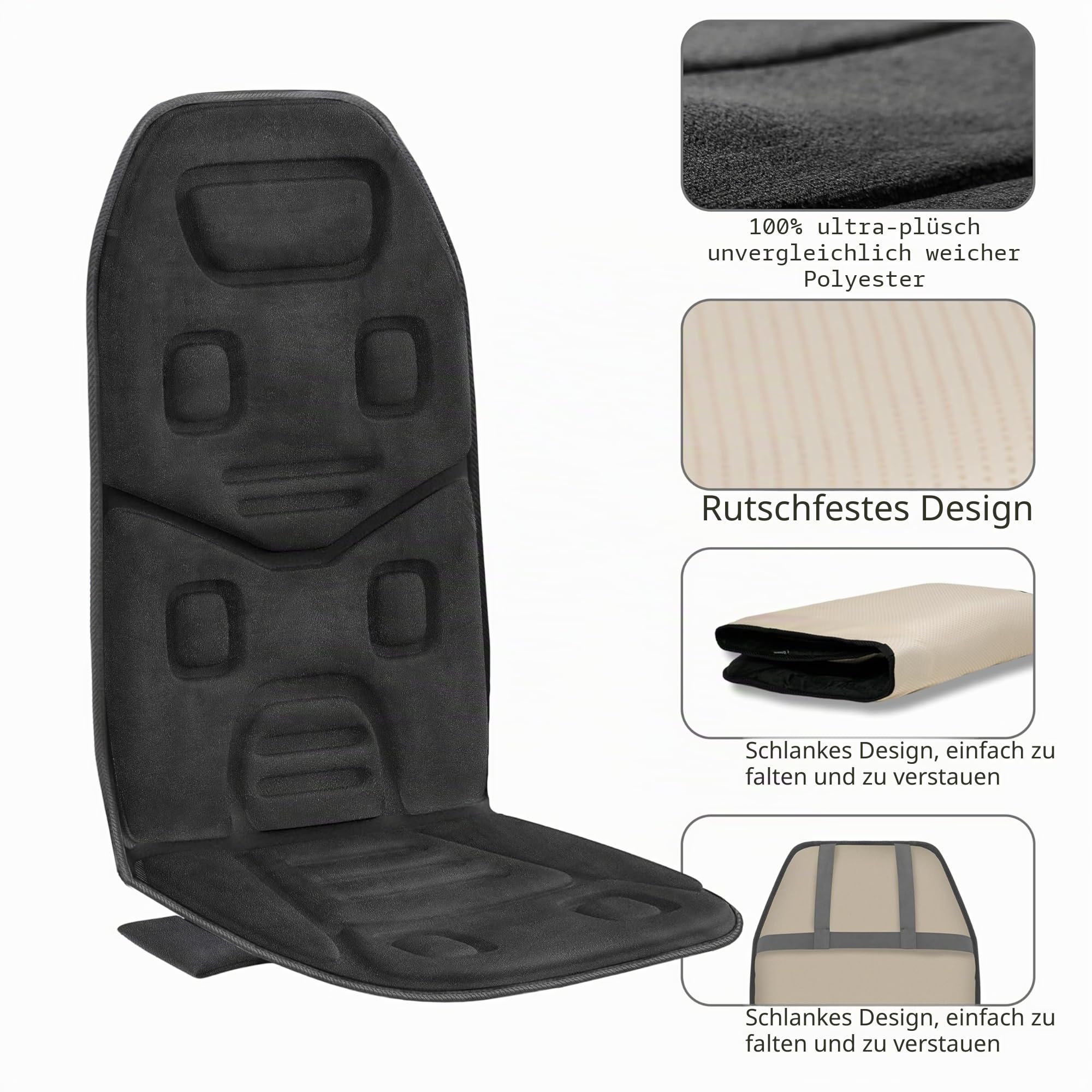 COMFIER Massagesitzauflage mit Wärme - 10 Vibrationsmotoren, Rückenmassagegerät für Stühle, Massagematte für Rücken, Geschenke für Männer/Frauen/Mama/Papa