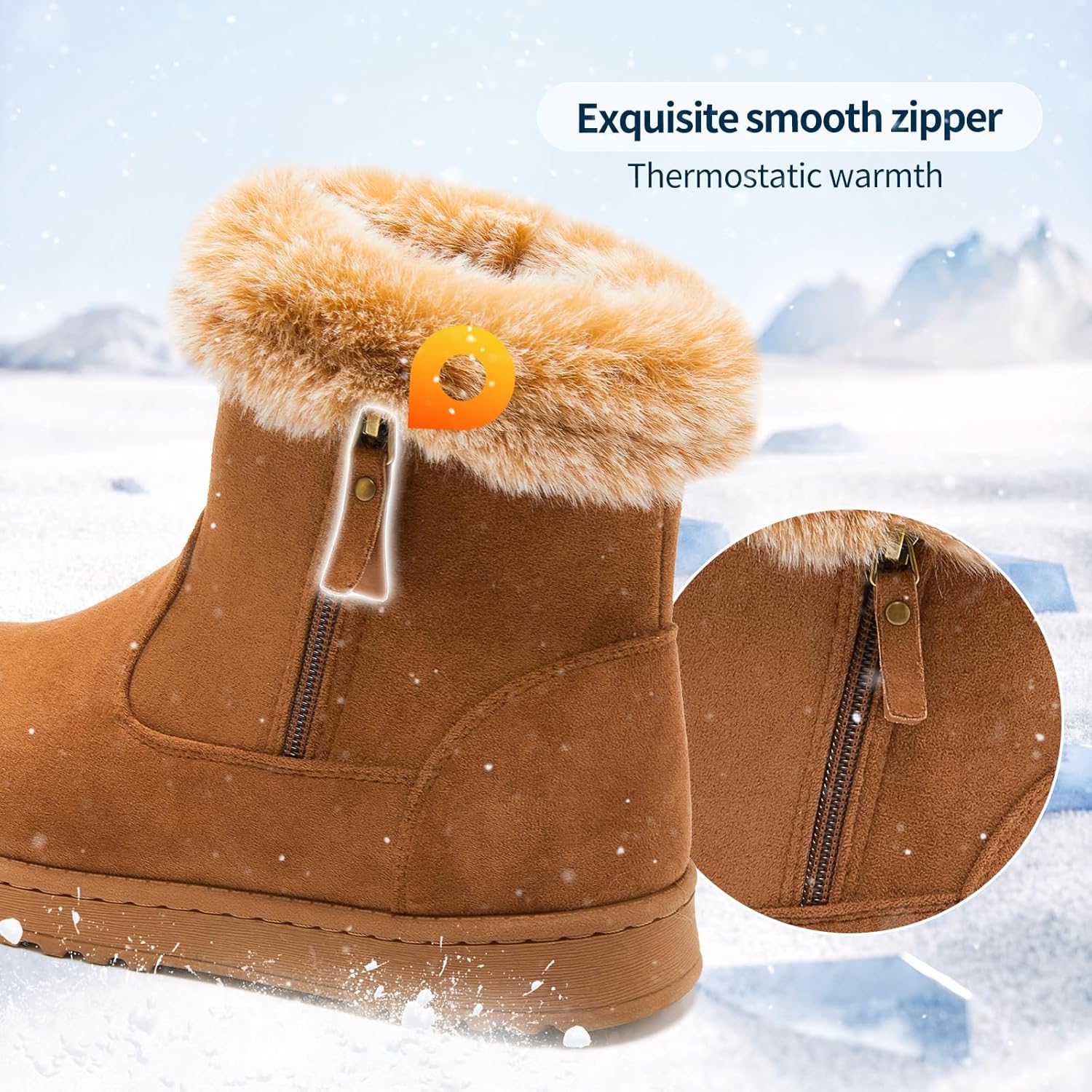 yageyan womens winter boots Mid calf snow booties fur lined womens warm ankle booties for outdoors - Image 3