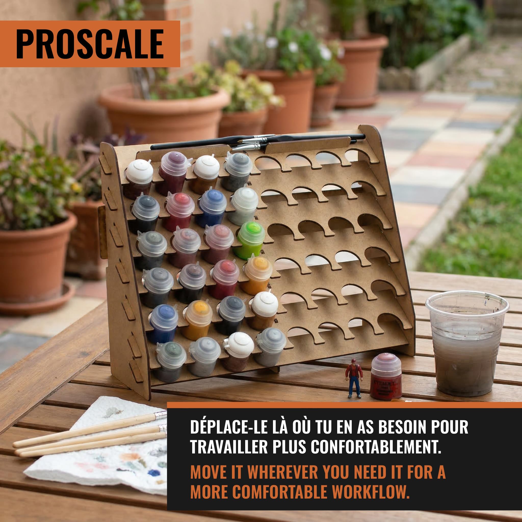 PROSCALE Support mural pour Peinture maquette. Rangement mural en bois porte pot peinture acrylique Citadel pinceaux Warhammer hobby zone (33 mm)