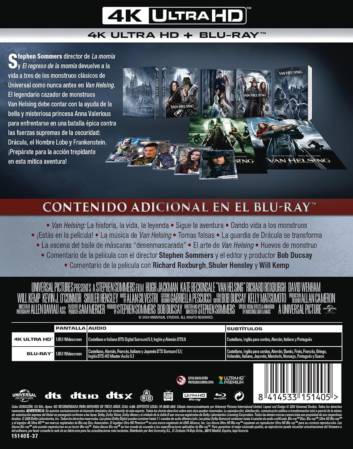 Van Helsing (4K UHD + BD) UCE Edición Metálica - Détails et caractéristiques