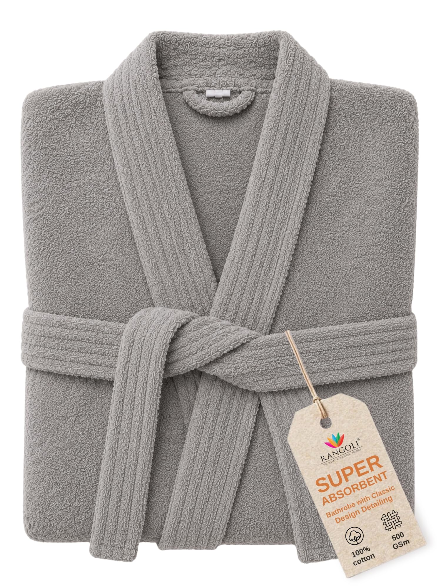 Rangoli 100% Cotton Bathrobe for Men| Noble 400 GSM bath robes with Pockets, Lightweight & Highly Absorbent Luxurious Full Sleeves Unisex Bath Gown/Bath Robe-picture-11