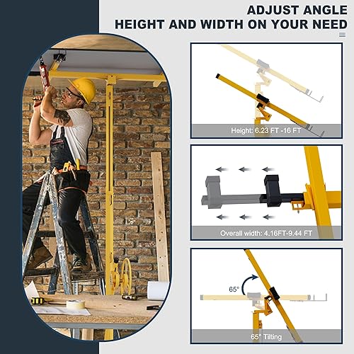 Miniatura 4 de Elevador de panel de elevación de paneles de yeso de 16 pies, fácil montaje, operación con una sola persona, capacidad de carga de 150 libras, ideal