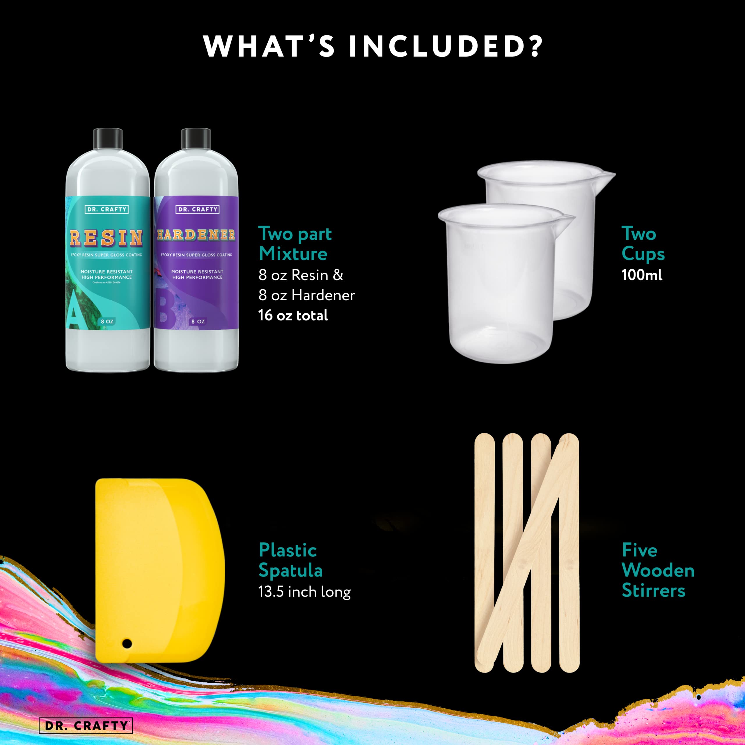 DR. CRAFTY Clear Epoxy Resin 16oz Kit for Jewelry Making Crystal