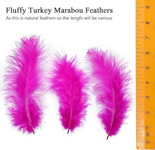 Miniatura 2 de THARAHT 200 plumas de marabú esponjosas de pavo de 4 a 6 pulgadas para decoración de atrapasueños y manualidades, plumas de marabú de pavo